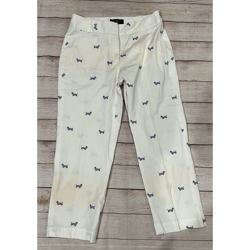 Talbots Heritage Chinos with dachshund embroidery in white cotton Blend 6